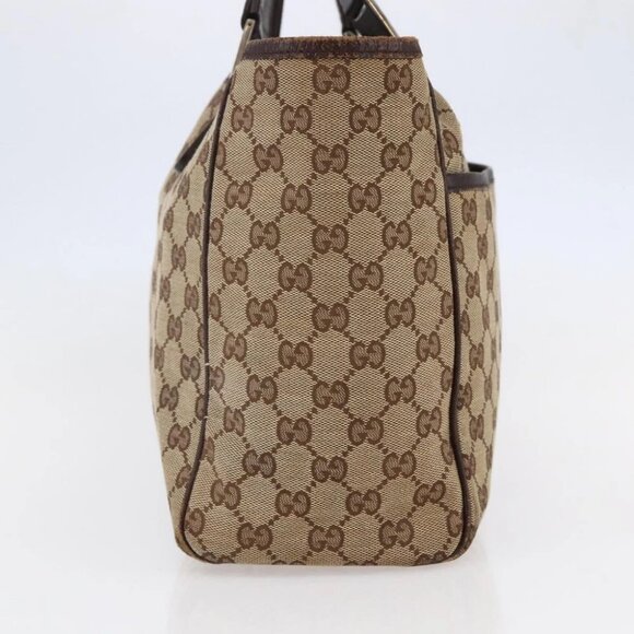 GUCCI GG Canvas Web Sherry Line Tote Bag Beige Gold - Picture 5 of 16